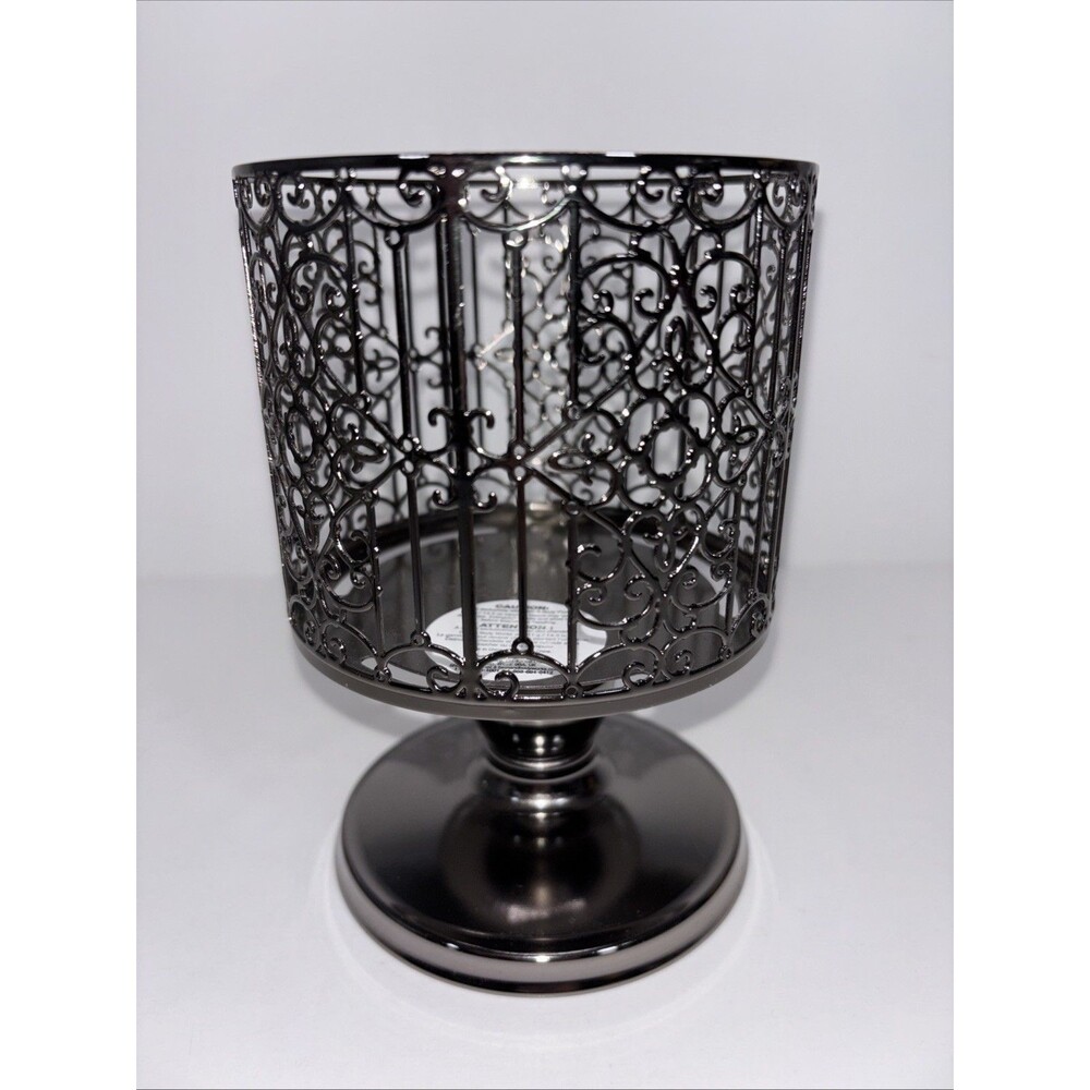 Bath & Body Works Ornate Gate Pedestal 3-Wick Candle Holder Sleeve 14.5 oz EUC - Picture 2 of 9